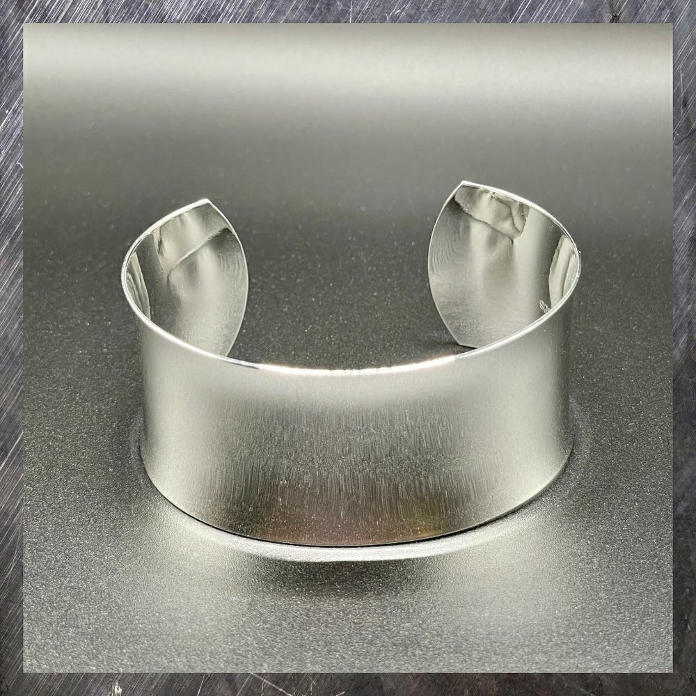 Sleek Silver Wide Cuff Bracelet - Minimalist Women's Jewelry